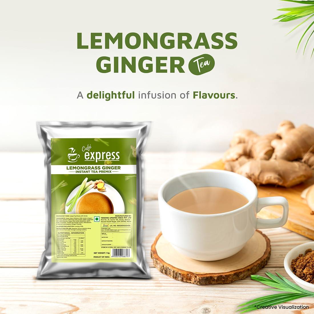 AMAZON AMAZON 3 in 1 Lemongrass and Ginger Tea Instant Premix Roasted Dry Powder Tea, Milk and Sugar for Vending Machine 1 Kg Pack
