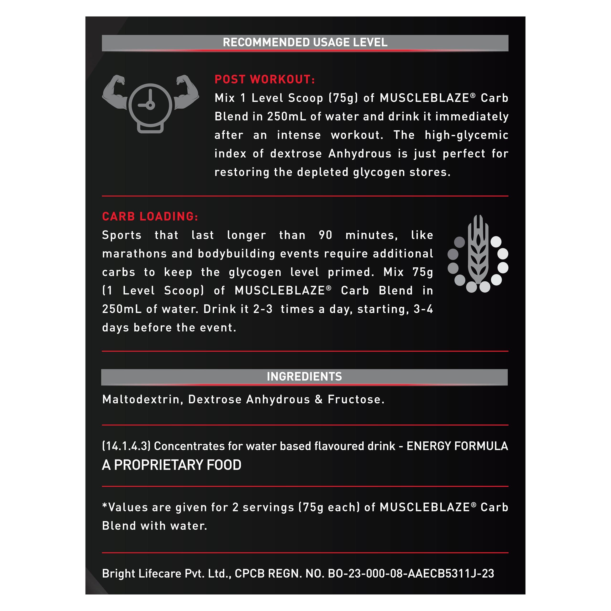 MuscleBlaze MuscleBlaze Carb Blend Powder(Unflavoured, 3Kg / 6.6Lbs)| Active Energy Formula