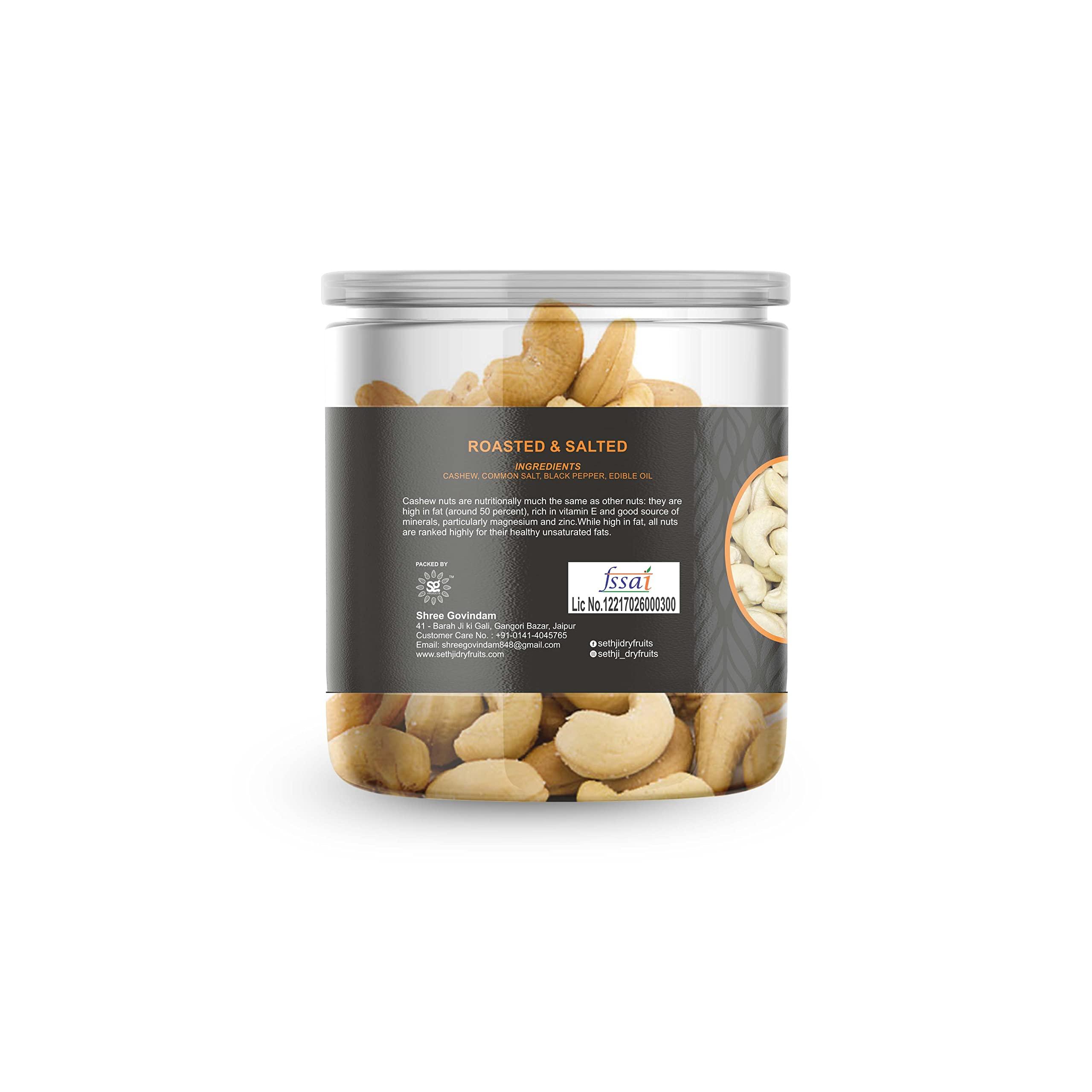 SETHJI SETHJI Premium Roasted Cashew Nuts | Roasted Flavored Cashew, Jar Pack (Roasted & Salted Cashew, 250g)