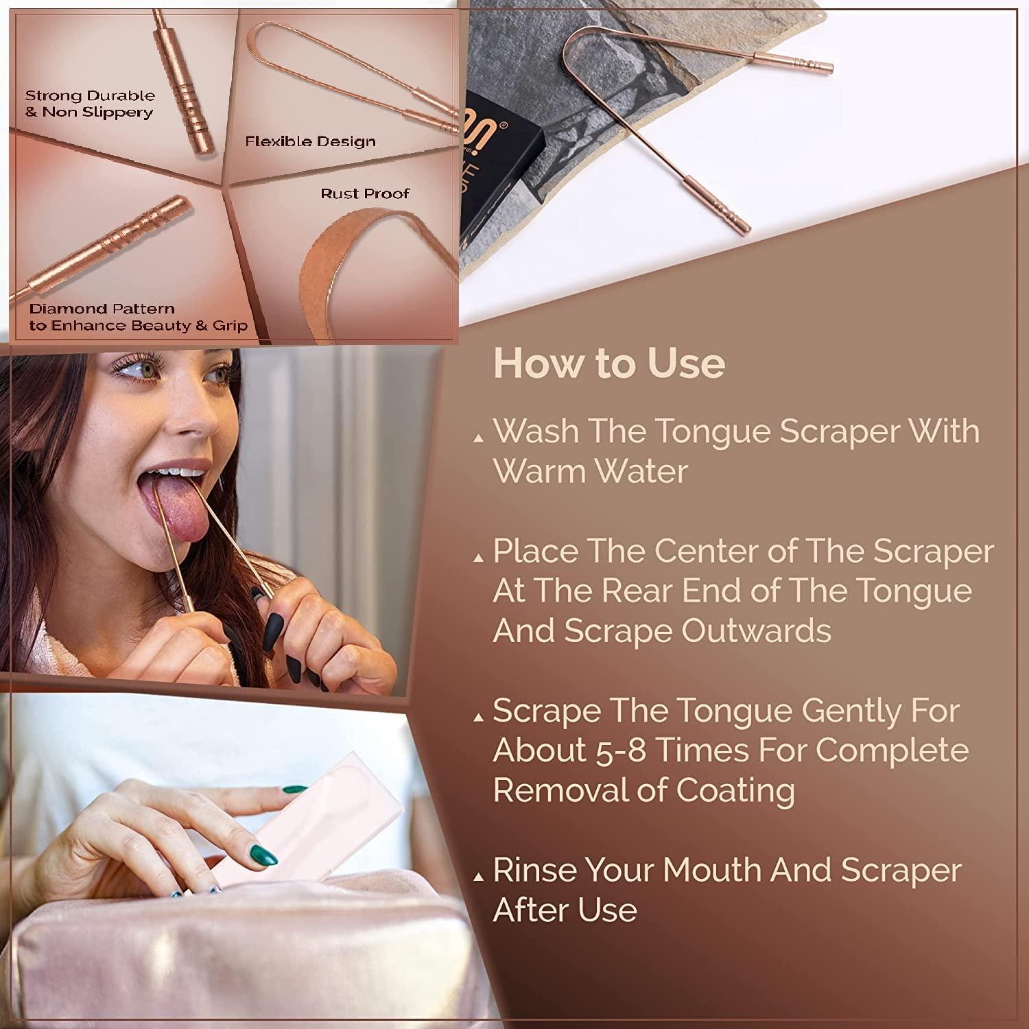 Episkey EPISKEY Ayurveda Copper Tongue Scraper Cleaner | Perfect Surgical Tongue Scraper | Best Remedy for Bad Breath | Maintains Oral Hygiene | Thick Safe Blunt Edges | Comfortable Grip(PACK OF 2)