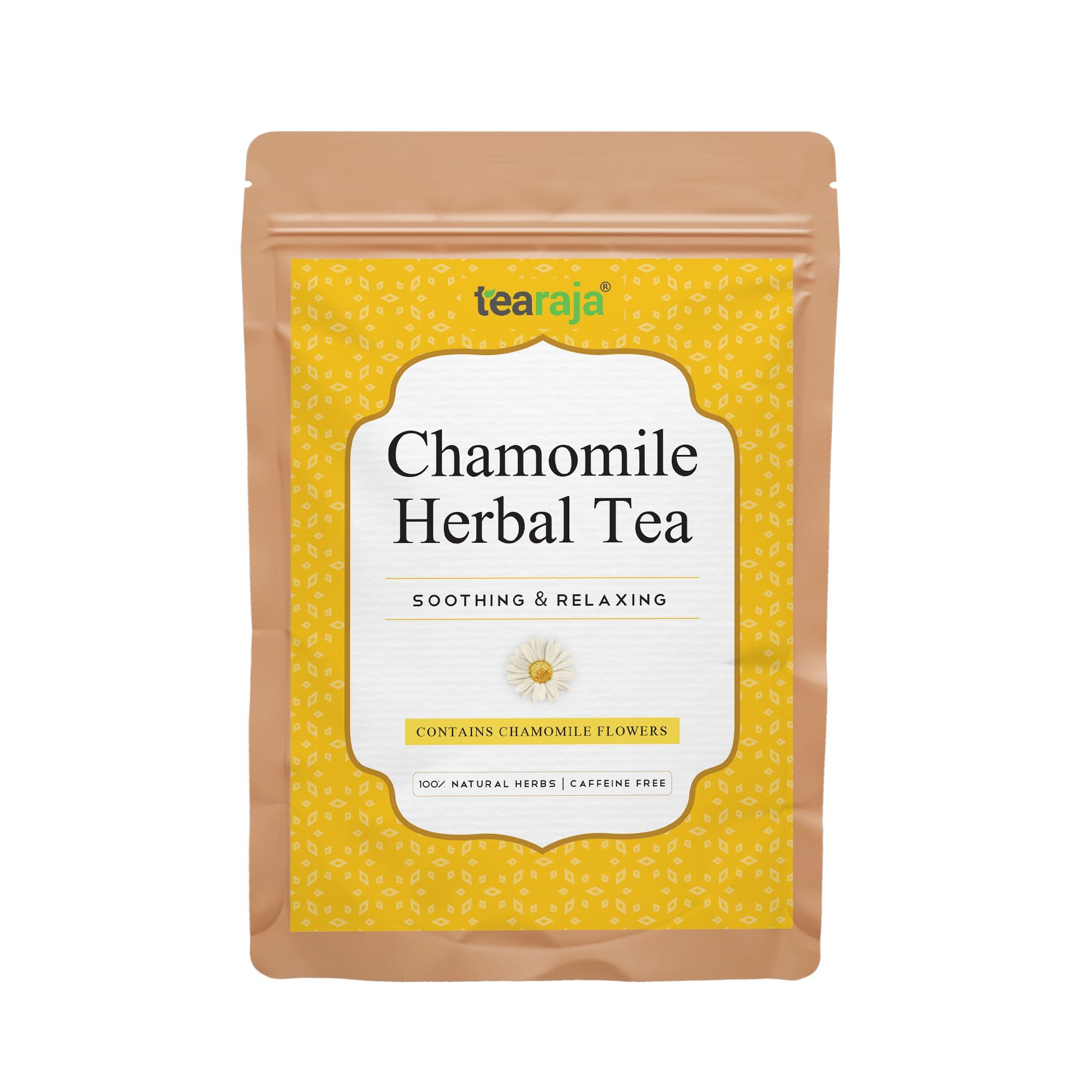 TeaRaja TeaRaja Pure Chamomile Tea (100 g) -Makes 55 Cups Pure Herbal Tea Reduce Anxiety and Stress Classic Calming Herb Get Good Sleep Caffeine-Free