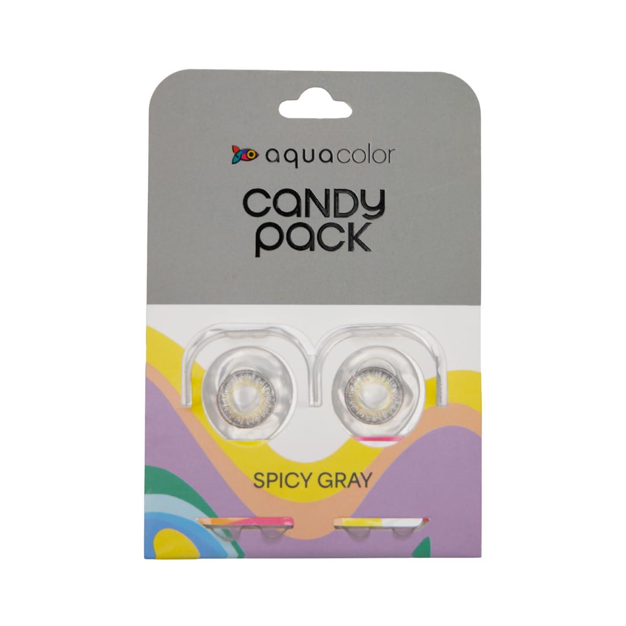 AQUALENS CONTACT LENSES Aquacolor Spicy Grey Candy Pack Zero Power Colored Lenses (2 Lens/Box)