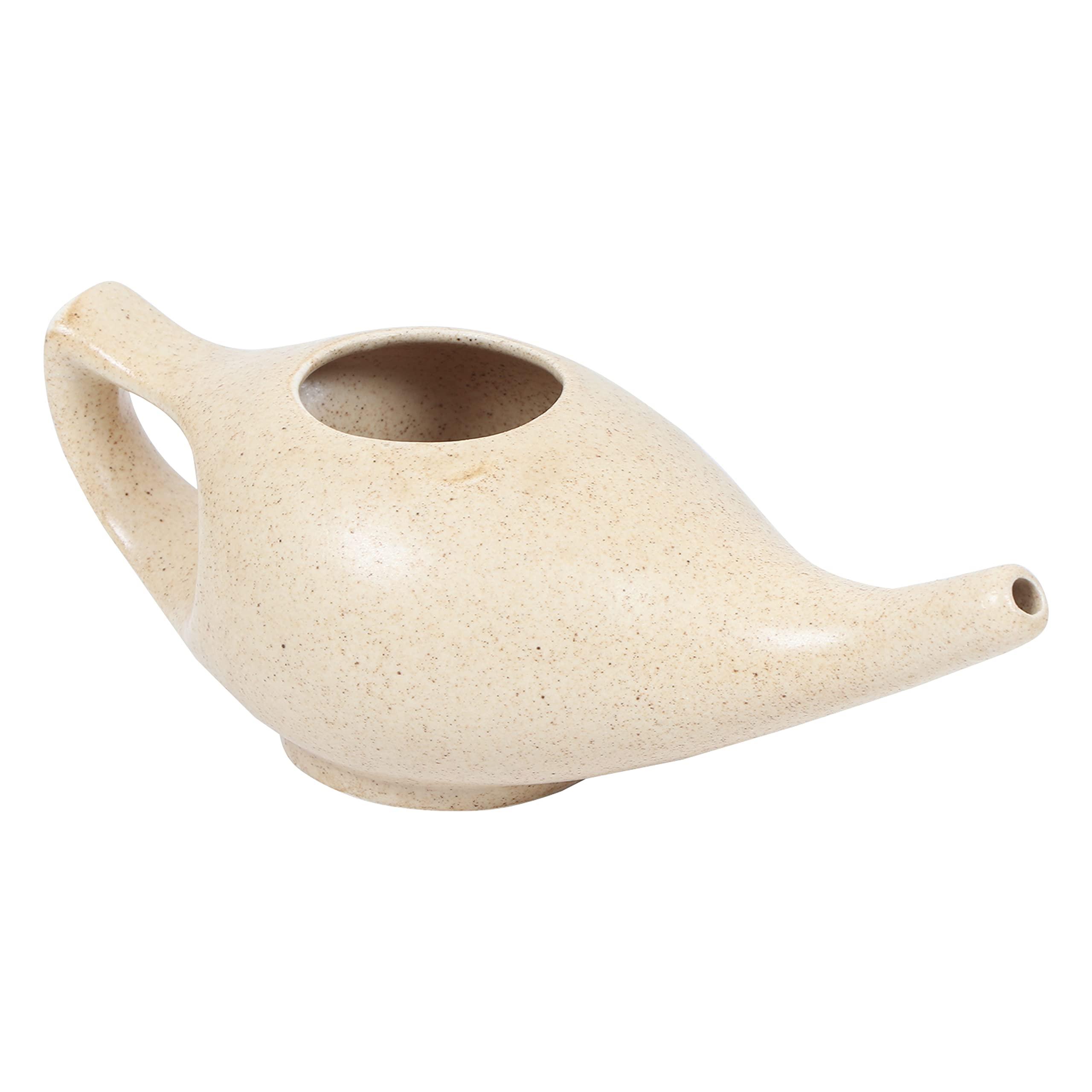 QIMACPLUS Leak Proof Durable Porcelain Ceramic Neti Pot 220 ML for Natural Nasal Cleansing | Natural Treatment for Sinus, Infection and Congestion Microwave and Dishwasher Friendly (Brown Matt)