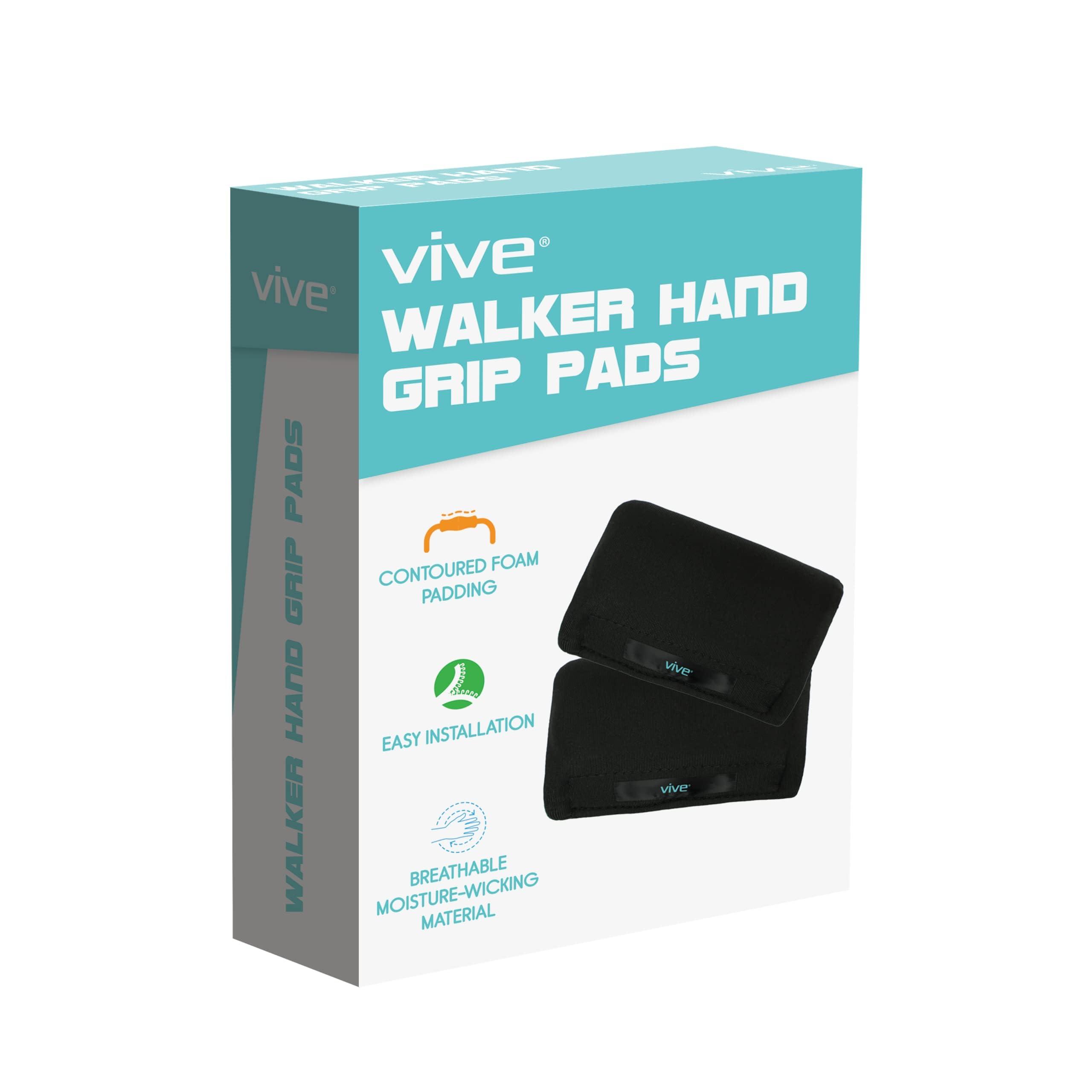 VIVE Walker Padded Hand Grip Covers by Vive - Soft Cushion Padding Medical Accessories for Folding Rolling Walker, Rollator Handle, Senior, Elderly Grippers - Crutch Handle Pads - Mobility.