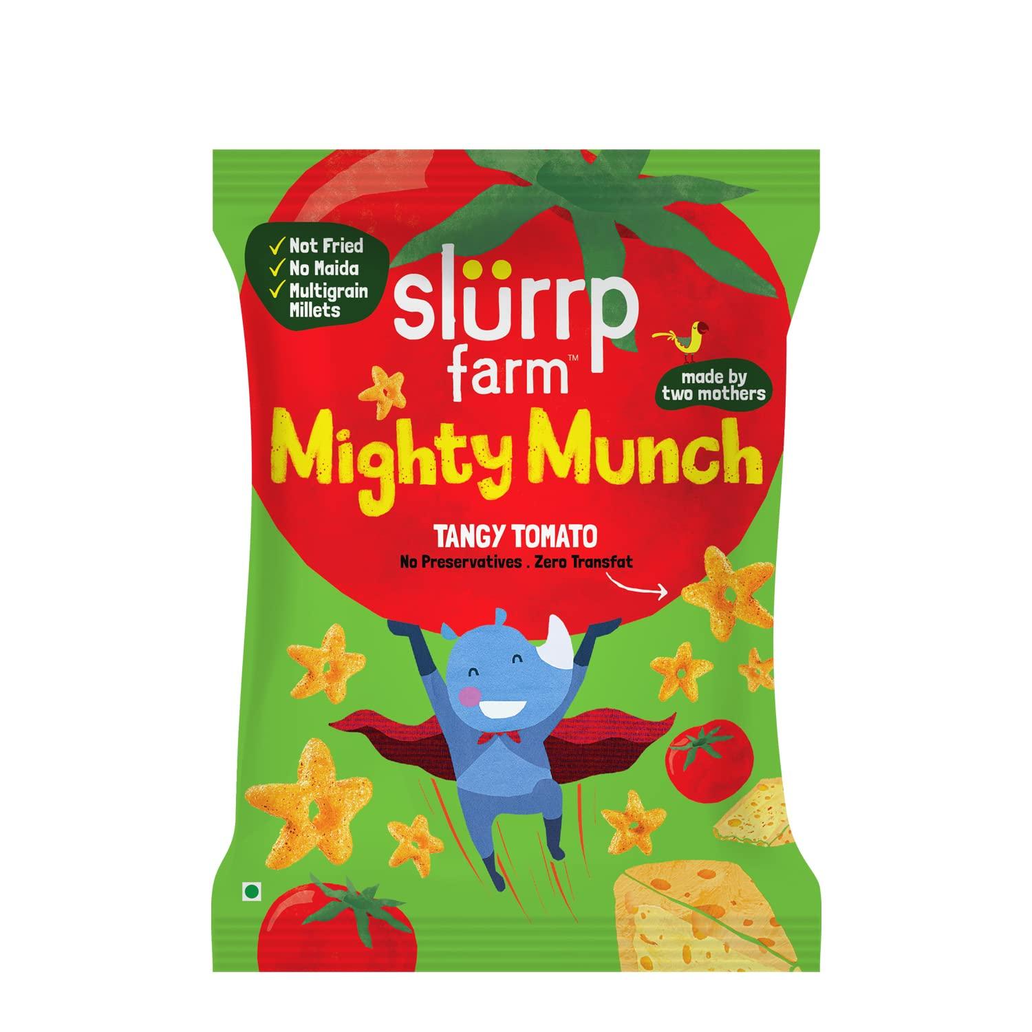 SLURRP FARM Slurrp Farm Choco Crunch Chocolate Cerealfor Kids | 400 g & Slurrp Farm Healthy Snacks for Kids | Mighty Puff Tangy Tomato| 8X 20g Each