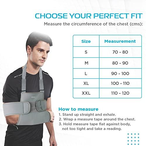 Vissco Vissco Shoulder Immobilizer, Shoulder Support for Shoulder Dislocation, Joint injuries, Pain Relief Belt, Support Brace, Pain Reliever for Rotator cuff injury, Post paralysis - Large (Grey)