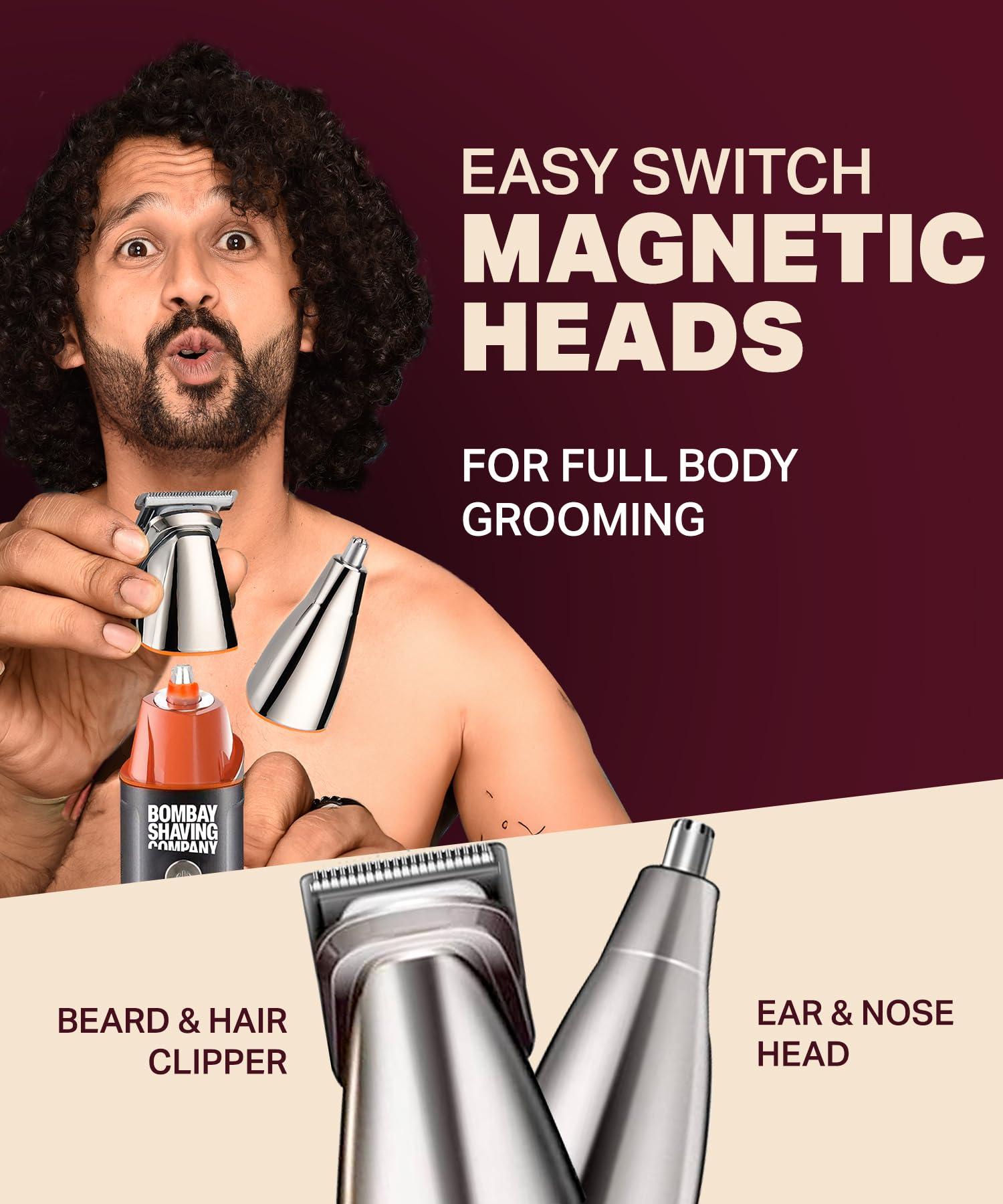 Bombay Shaving Company Bombay Shaving Company Premium Multi Grooming Trimmer for Men | Body and Beard Trimmer for Man | Multi Styling Rotary Comb, IPX6 Waterproof, 90 Min Run Time, 2 Hrs Charge Time | 1 PC