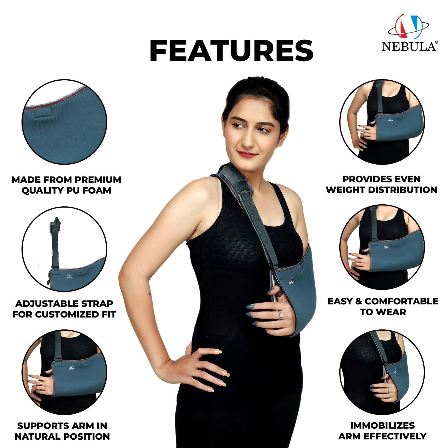 NEBULA NEBULA Orthosys Pouch Arm Sling, Arm Brace Immobilizer With Elbow Support For Fracture, Sprain, Dislocation & Pain Relief, Comfortable Arm Support Brace For Men & Women.