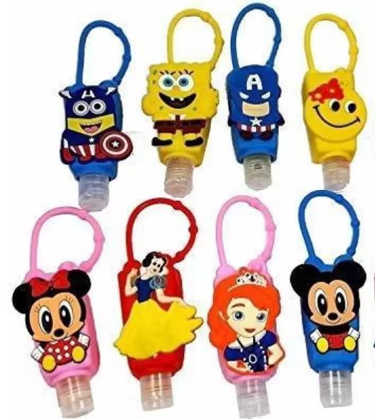 NavaFresh Basics MEMIAN Hand Sanitizer Holder for hand bag 30ml kids cartoon characters with Refill Empty bottles Random Design - PACK OF 3