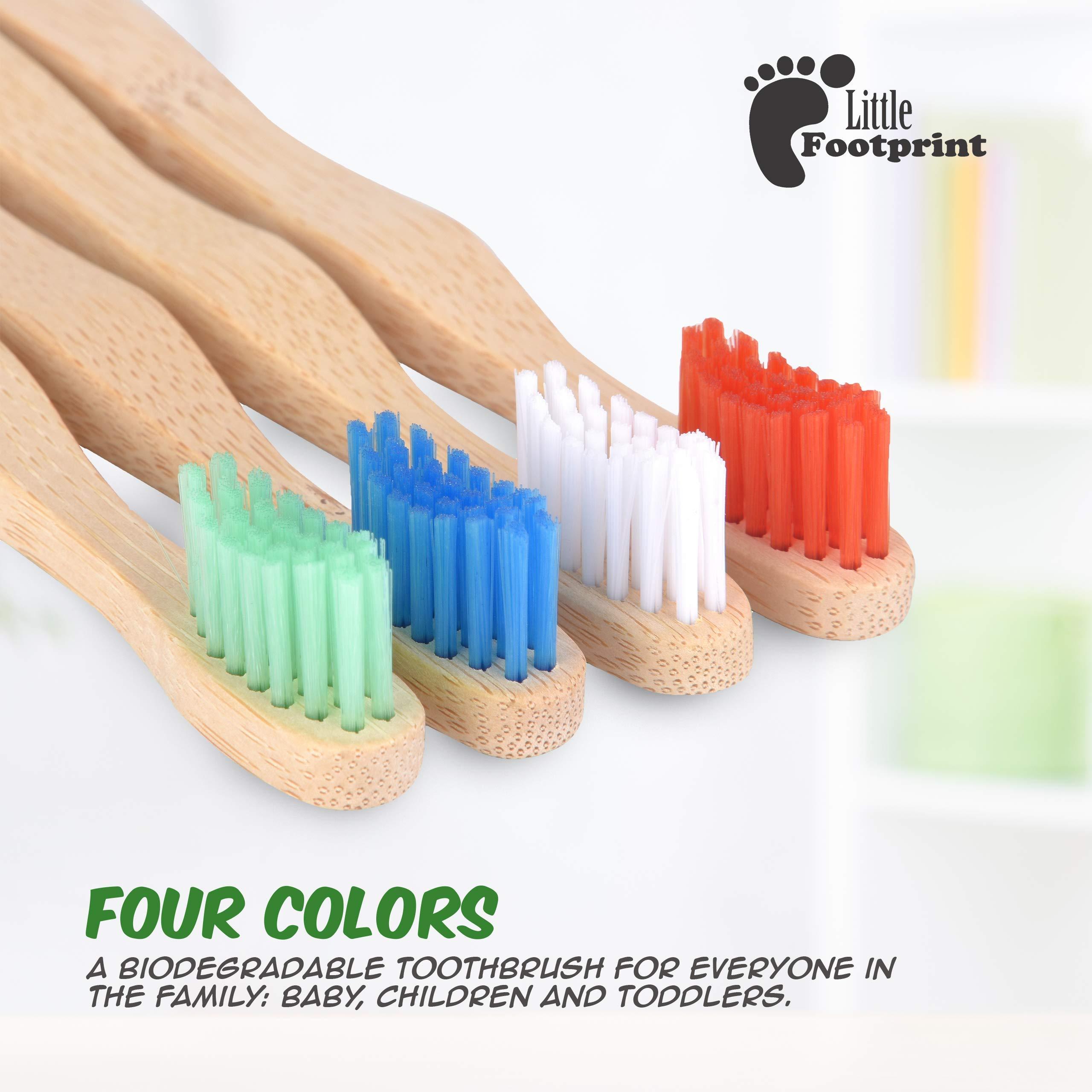 Little FootPrint Kids Bamboo Toothbrushes - 12 Pack |BPA Free Soft Bristles Toothbrushes | Eco-Friendly, Natural Bamboo Toothbrush Set | Biodegradable, Compostable, Wooden Eco Friendly by Little Footprint