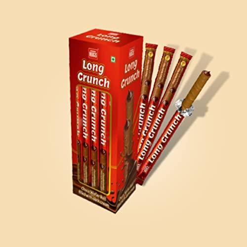 HUGS HUGS Long Crunch | Chocolate Wafer Rolls | Choco Wafer Sticks (30 pcs)