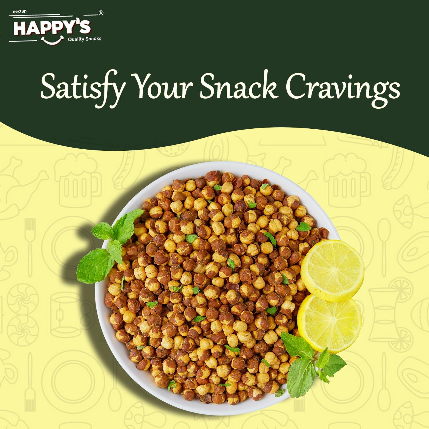 NEXT UP HAPPYS Happy\'s Roasted Chana, 200 gm | Pack of 2 | Lemon Pudina Flavor | Low Fat | Rich in Protein | Roasted to Perfection | No Artificial Flavors | Nutrient-Rich Snacking
