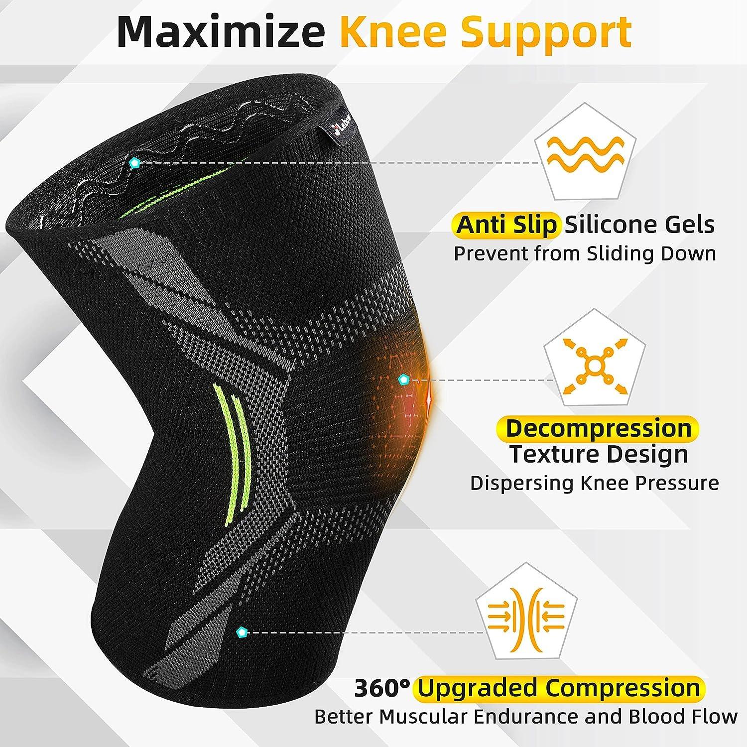 QTM QTM 3D Knee Cap Compression Support Sleeve for Squats Pain Relief, Exercise, Gym, Running, Cycling, Knee Cap Guard Brace Knee Support for Men and Women Pack of 1 Piece (XL, GREEN)