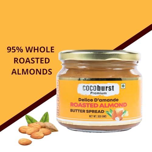 Jindal Cocoa JINDAL COCOA Cocoburst Creamy Roasted Unsweetened Almond Butter Spread 300 Gm | 95% Almonds | Protein Rich | No Palm Oil | No Artificial Preservative | No Added Colour | No Added Sugar