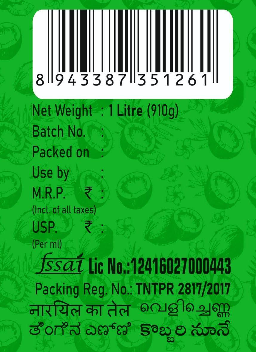 KG Gold KG Gold Cold Pressed Chekku Coconut Oil - 1L