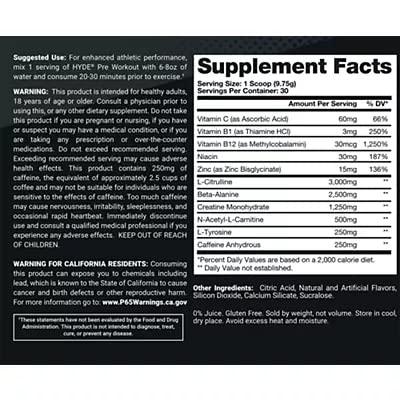 Duuous PRO SUPPS HYDE PRE WORKOUT - BLUE RASPBERRY 30 SERVINGS