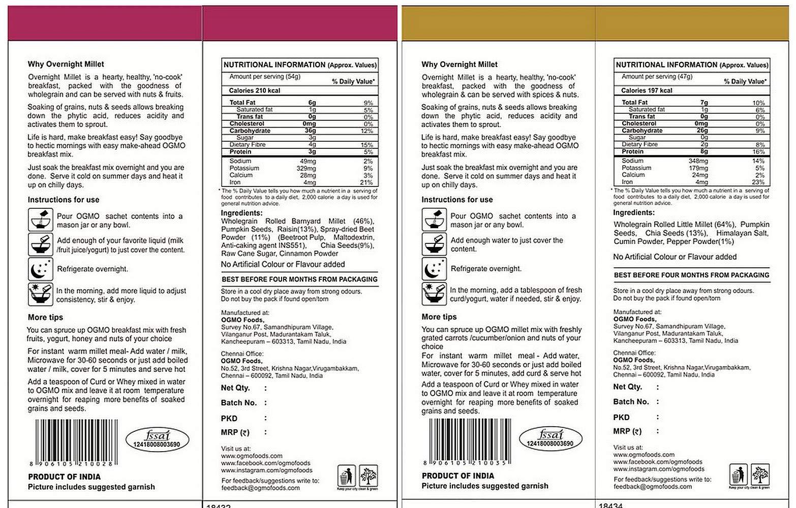 OGMO OGMO Overnight Millet Raabdi and Beet Raisin Combo Breakfast Mix
