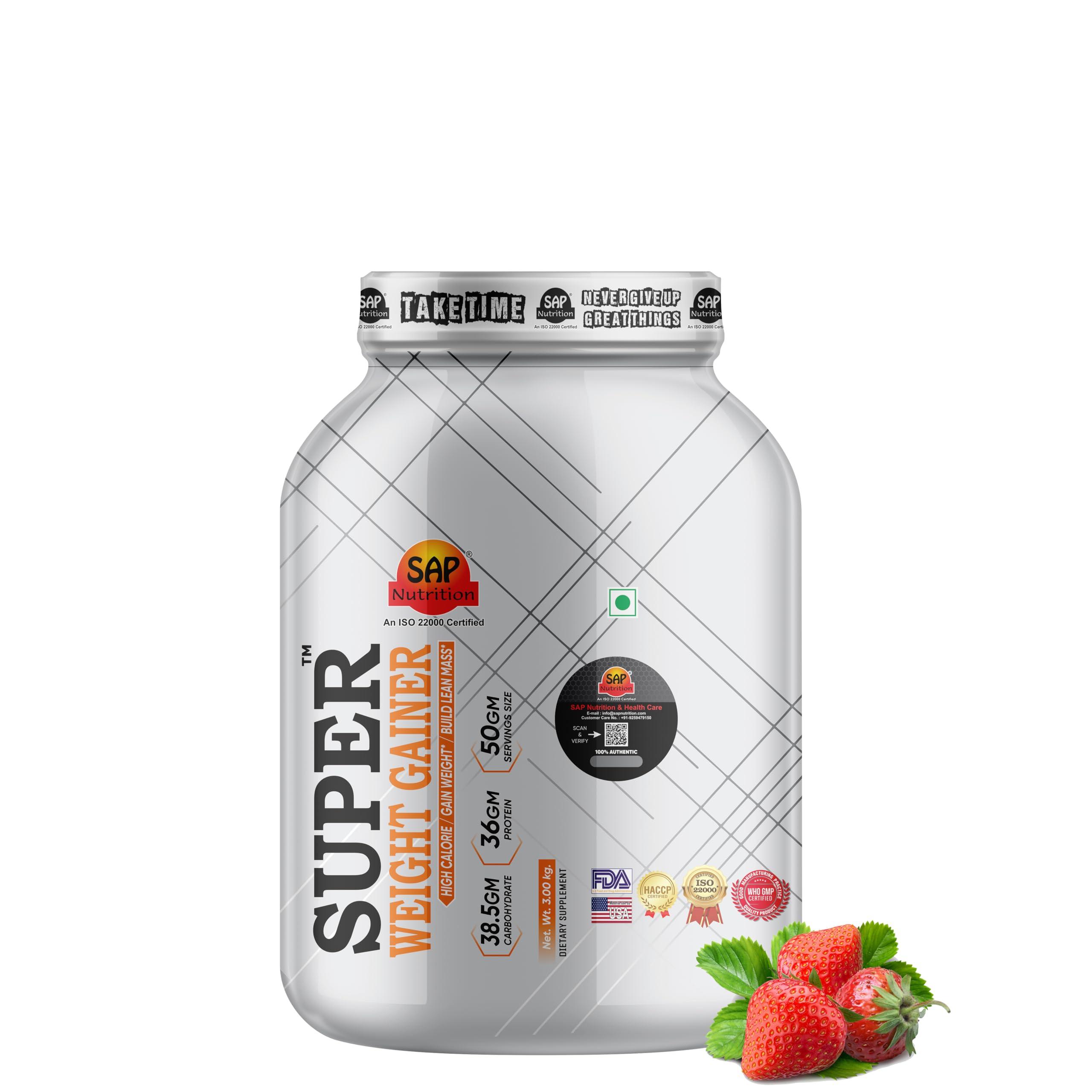 SAP NUTRITION Sap Nutrition super Weight Gainer Mass Gainer and Weight Gainer for bulk (Strawberry)