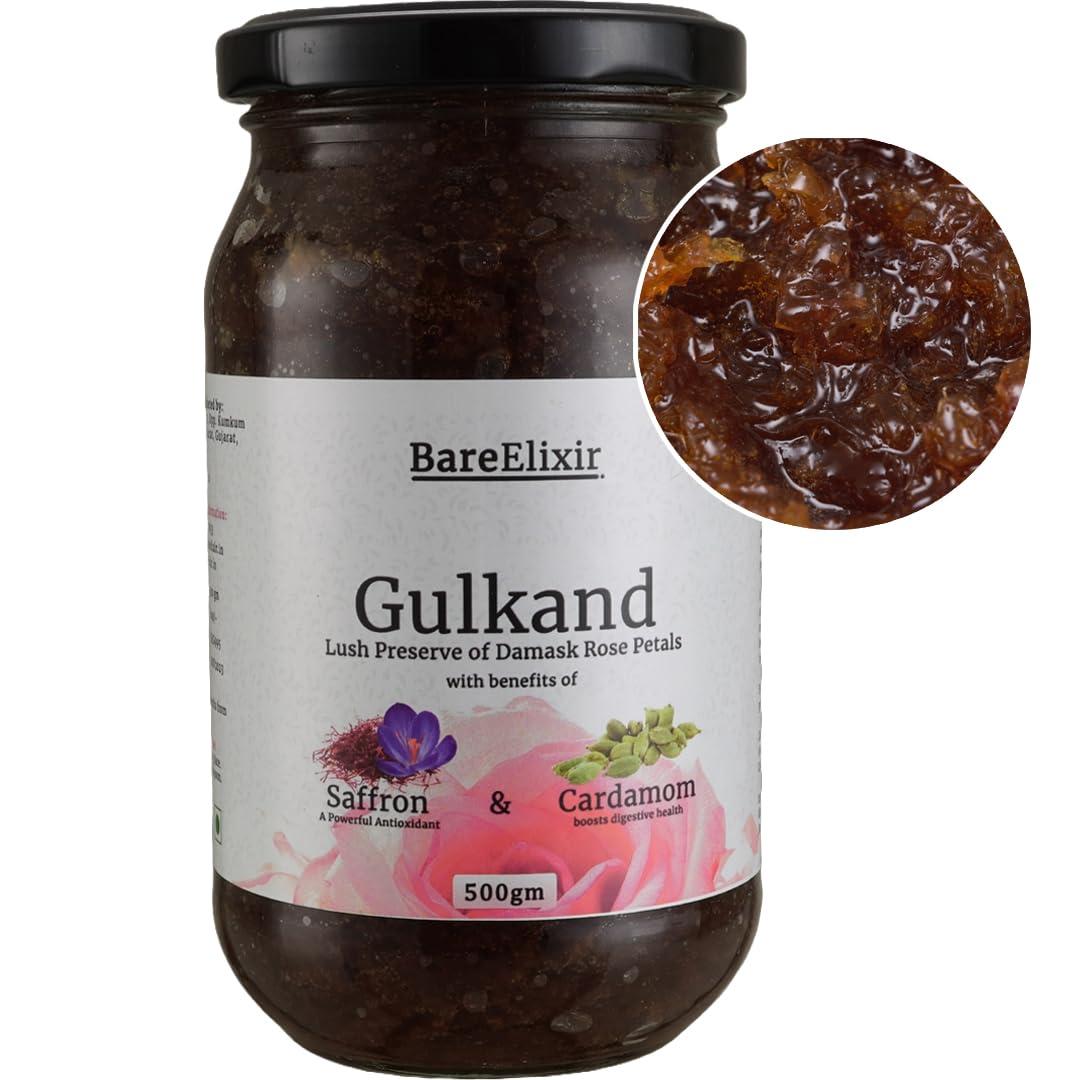 Bare Elixir Bare Elixir Natural Organic Gulkand Prepared Using Damask Rose & Rock Sugar- 500 Grams (Ecofriendly Glass Jar)