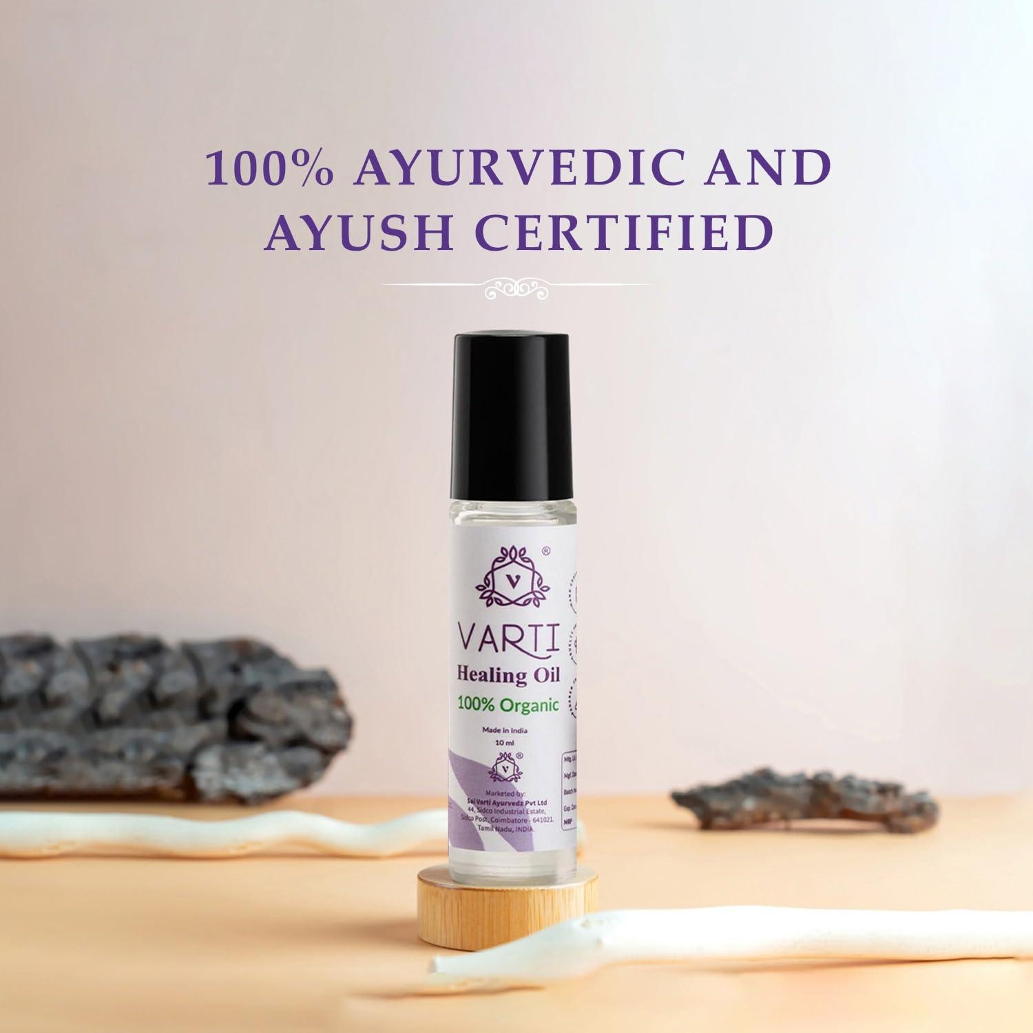 Varti Varti Pain Relief Roll On 10ml, Multipurpose Healing Oil Roll-On 10ml for Muscle & Joint Pain, 100% Ayurvedic & AYUSH Certified, Aromatherapy, Stress Relief, 21+ Ayurvedic herbs, Boosts Health & Wellness