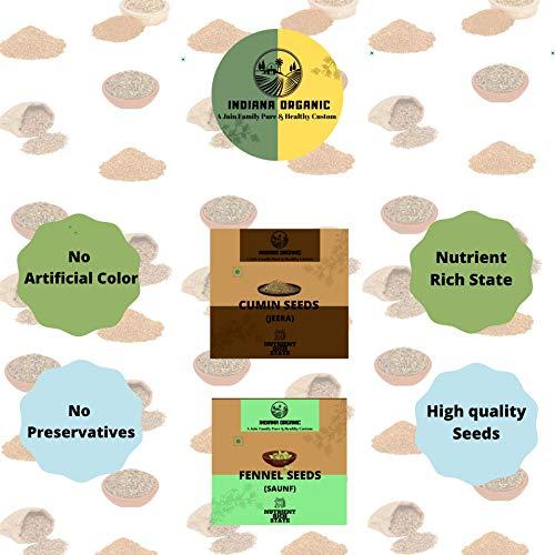 INDIANA ORGANIC Indiana Organic Combo, Cumin Seeds (Jeera) - 200 Gram, Fennel Seeds (Saunf) - 200 Gram Each