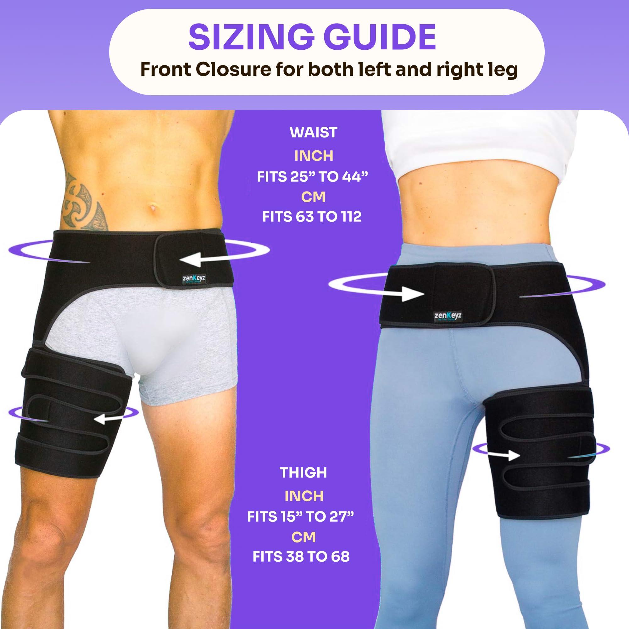 ZENKEYZ Copper Compression Hip Brace Sciatica - Groin Wrap for Pain Relief Thigh Compression Sleeve - Support for Hip Flexor Arthritis for Pulled Muscles-Sciatica Nerve Brace Injury for Men and Women (Left