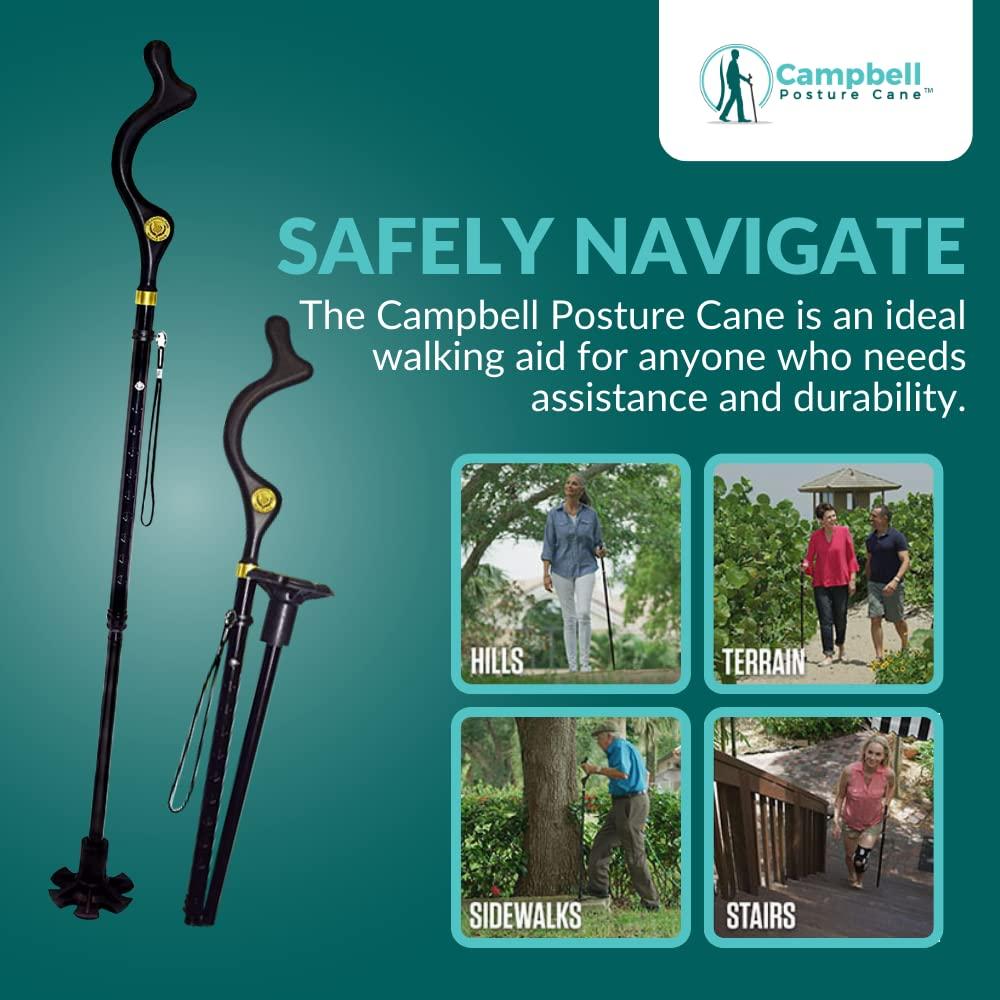 Posture Cane Campbell Posture Cane Foldable Walking Cane for Men and Women - FSA/HSA Eligible - Editorial Recommended