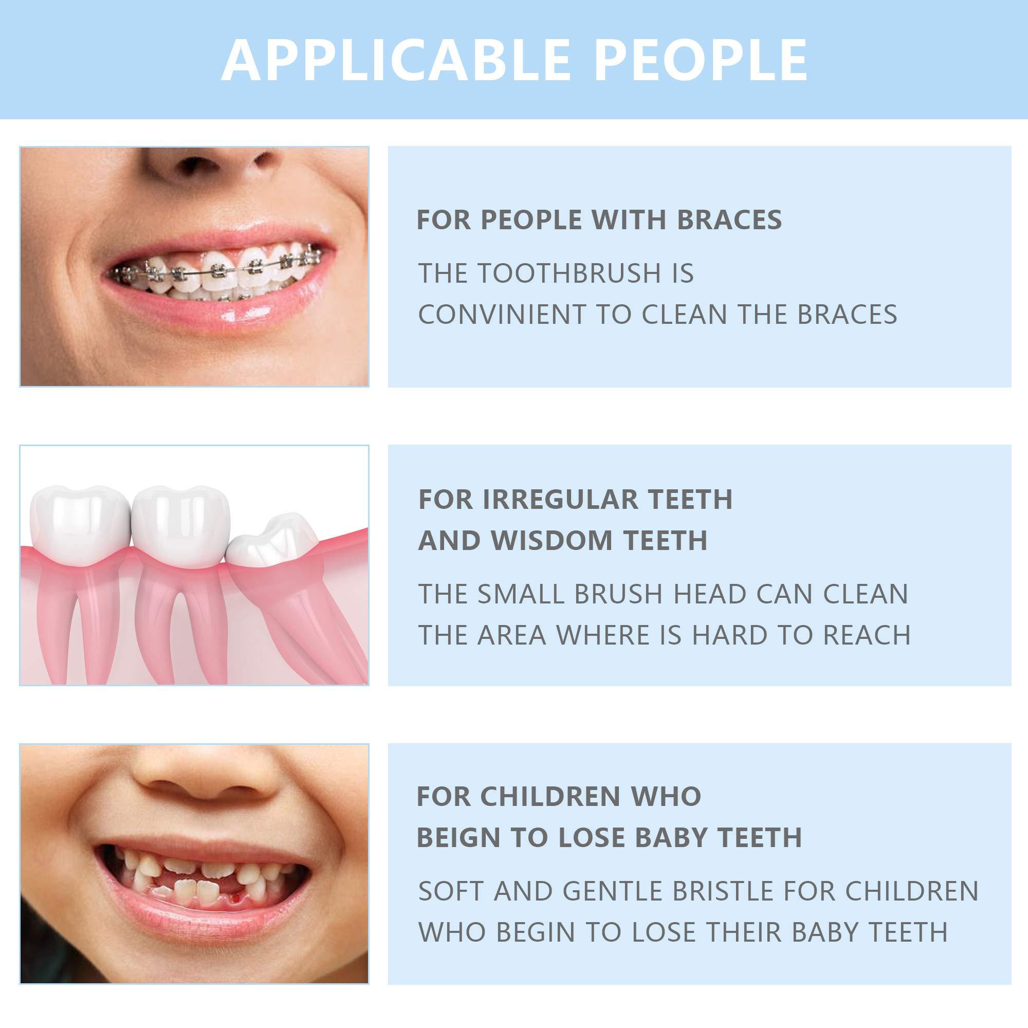 OSGP 6 Pieces Tuft Toothbrush Tufted Brush End-Tuft Tapered Trim Toothbrush Soft Trim Wisdom Toothbrush Single Compact Interdental Interspace Brush for Detail Cleaning