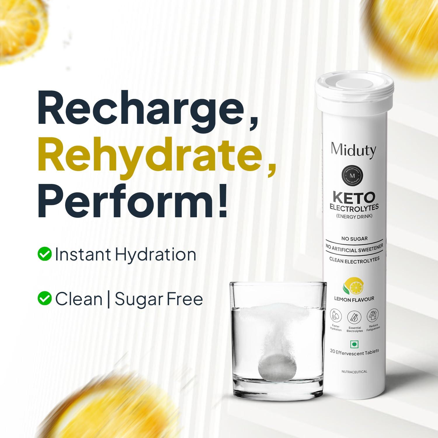 Miduty Miduty By Palak Notes Electrolytes Drink - Instant Hydration Drink - Lemon Flavor - Sugar-Free Electrolyte Drink - No More Fatigue And Dizziness - Hydration Electrolyte,1 Count,20 Capsule