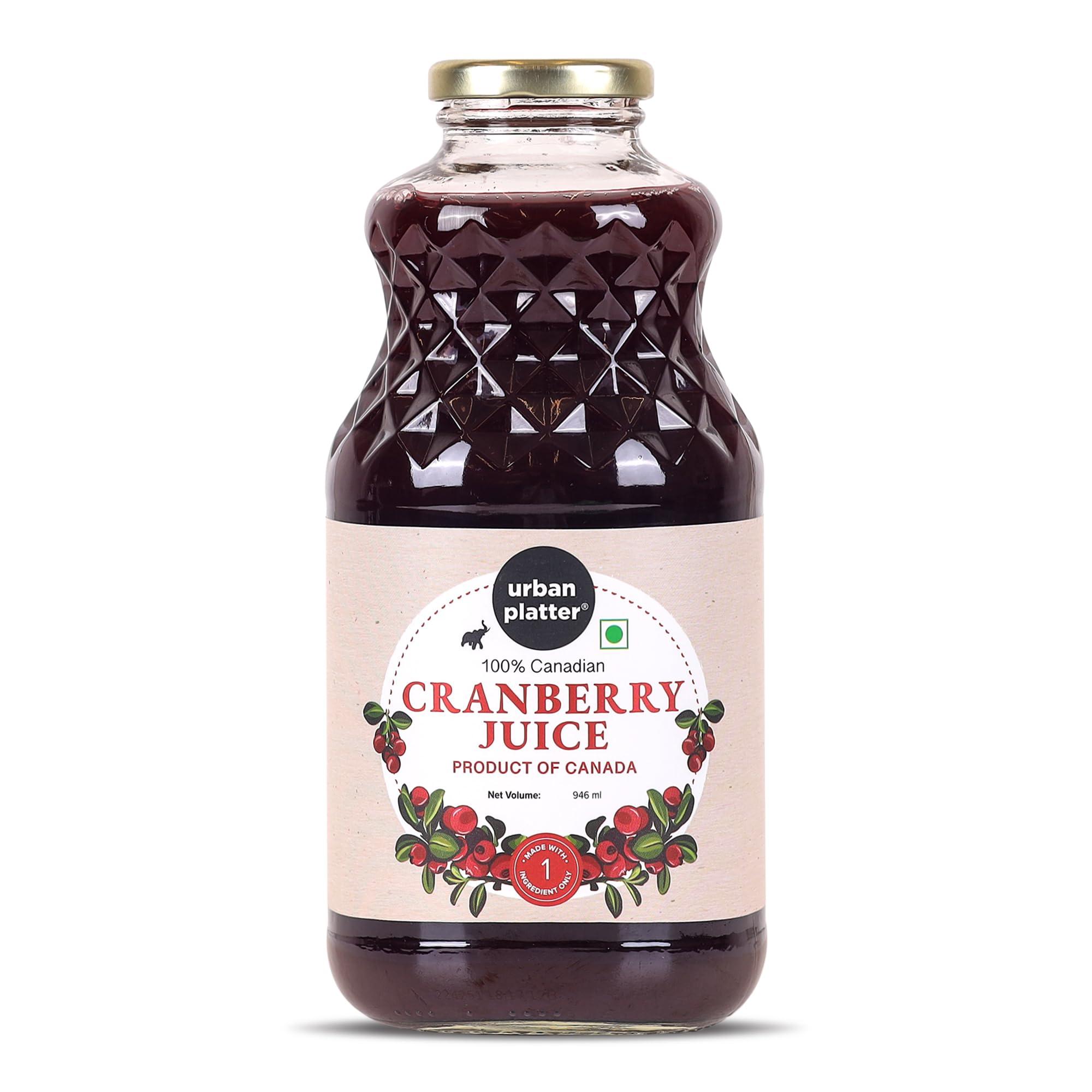 urban platter Urban Platter Canadian Cranberry Juice, 1 Litre (Unsweetened, No Added Sugar, 100% Natural Cranberry Juice, Good for UTI Health, Perfect for Cocktails and Mocktails)