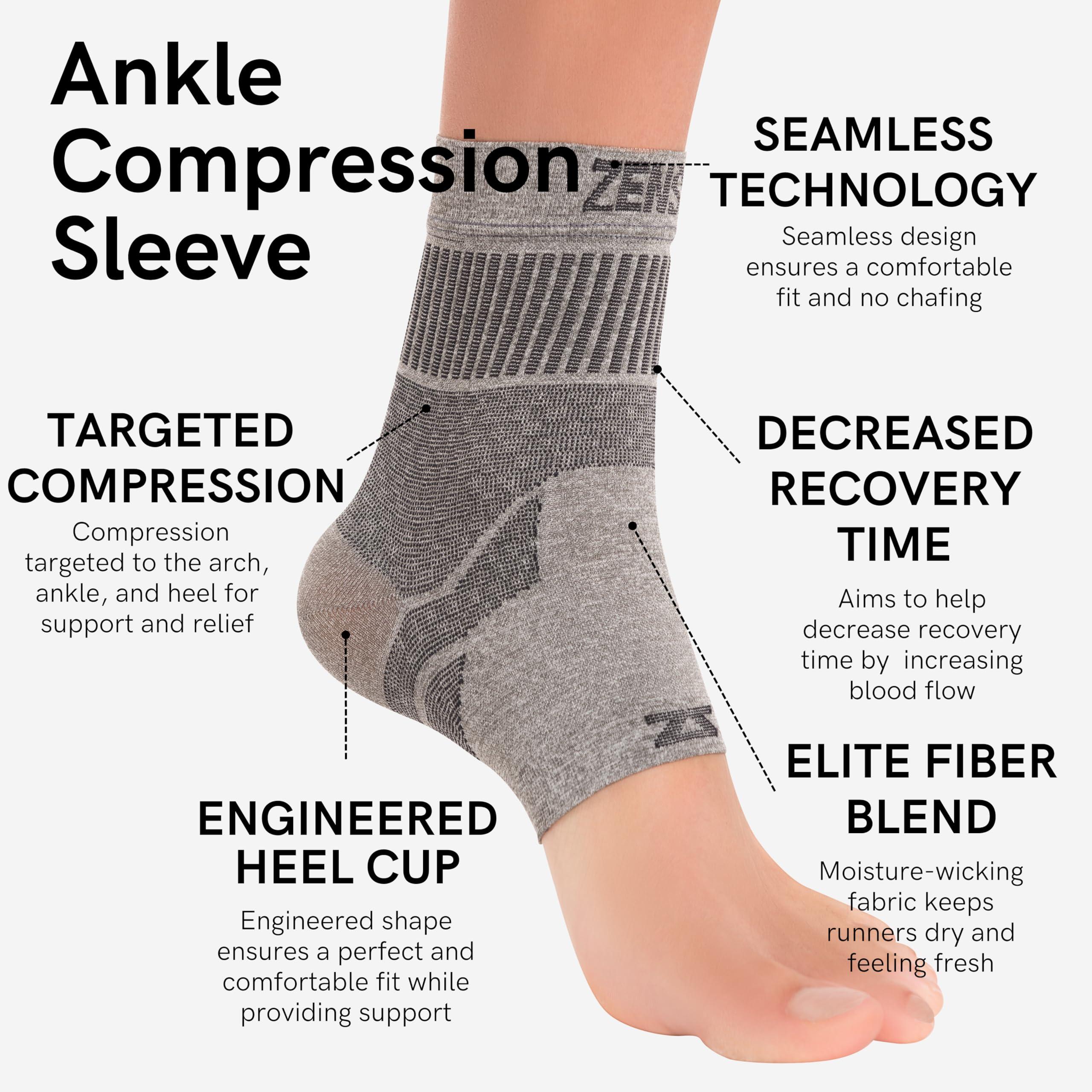 Zensah Medium , Heather Grey : Zensah Ankle Support - Compression Ankle Brace - Great for Running, Soccer, Volleyball, Sports - Ankle Sleeve Helps Sprains, Tendonitis, Pain