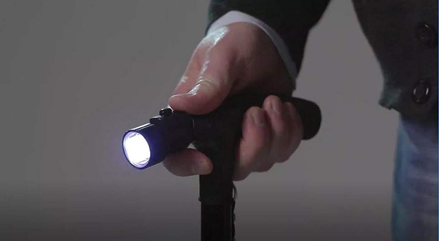 Vidhi Sales Vidhi sales Foldable Walking Stick 4 Head Pivoting Stick with Built In LED Lights