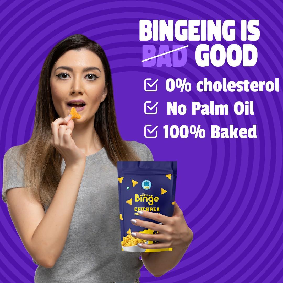 The Healthy Binge The Healthy Binge Chickpea Protein Triangle Chips | As seen on Shark Tank India | Cheese Flavour | High Protein & Fiber | Family Size Packs 60g X 8 Nos