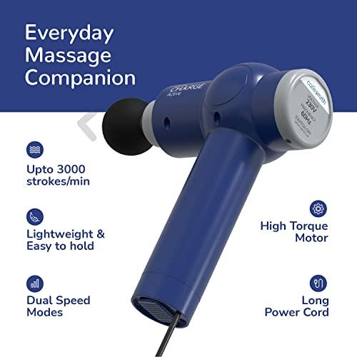 CARESMITH Caresmith Charge Active Corded Back Massage Gun | Deep Percussion Electric Massage Machine For Pain Relief, Corded Electric - Blue…