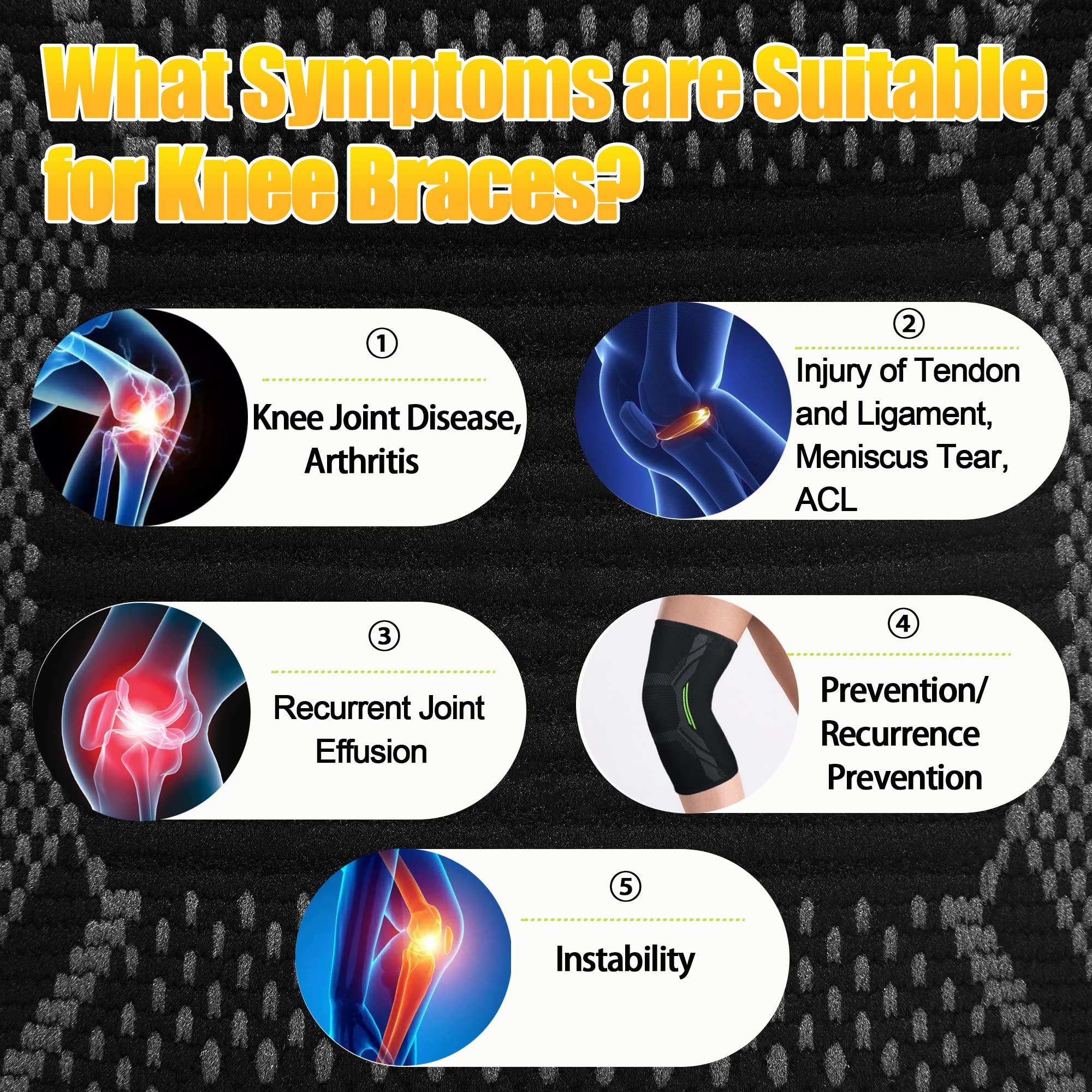 JLebow 2 Pack Knee Braces Sleeves for Knee Pain Knee Support Women Men - JLebow Compression Knee Brace for Working Out, Running, Gym, Fitness, Weightlifting High Stretch Knee Pads for Meniscus Tear, ACL, Arthritis, Joint Pain (Black, X-Large)