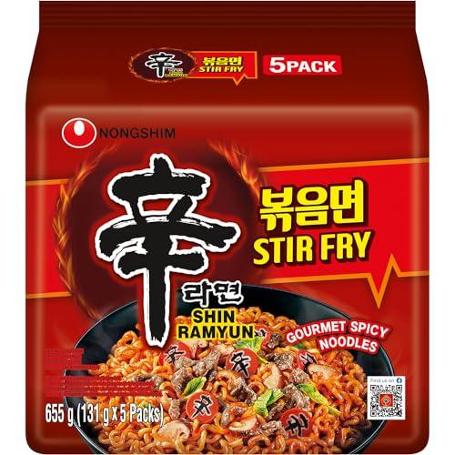 Nongshim Nongshim NEW! Stir Fry Shin Ramuyn Instant Noodles with Real Chicken Flakes Added, Gourmet Spicy, 23.1 oz / 655 g, 5 Pack
