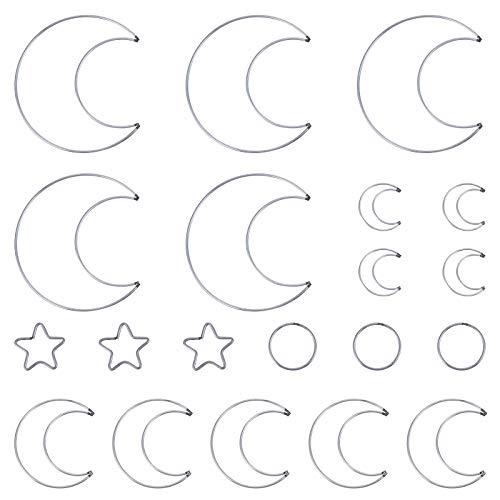 HEALLILY 20Pcs Moon Dream Catcher Rings Star Circle Macrame Hoop for DIY Craft Decoration