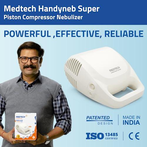 MEDTECH MEDTECH Handyneb Super Ultra Compact and Low Noise Compressor Nebulizer Machine with Complete Mask Kit for Adult and Child (White)