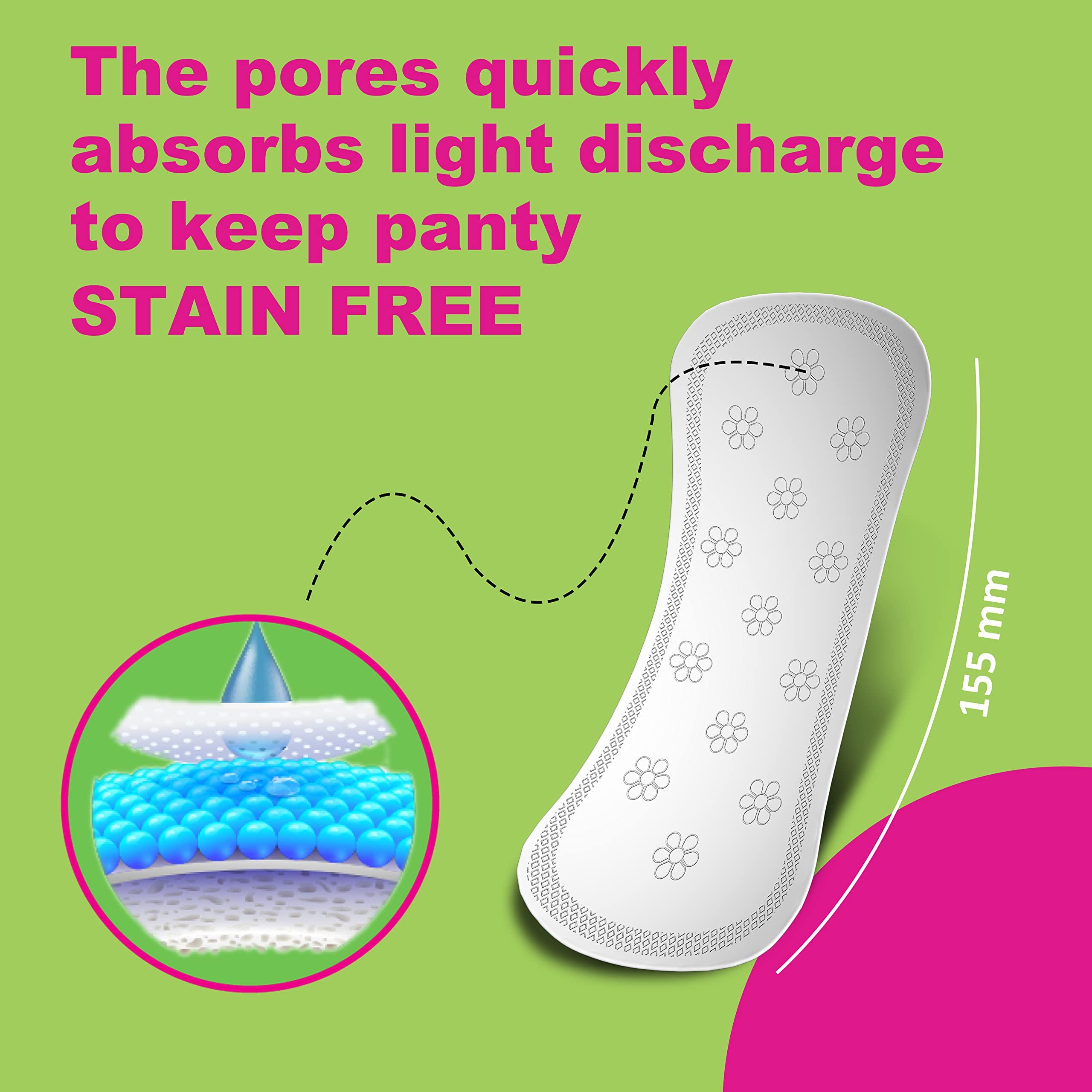 Wonderize Wonderize Ultra Thin Cotton Panty Liners - 72 Liners (Combo of 3) Size – 155mm for Daily Use Freshness and Protection (155mm (72 Count))