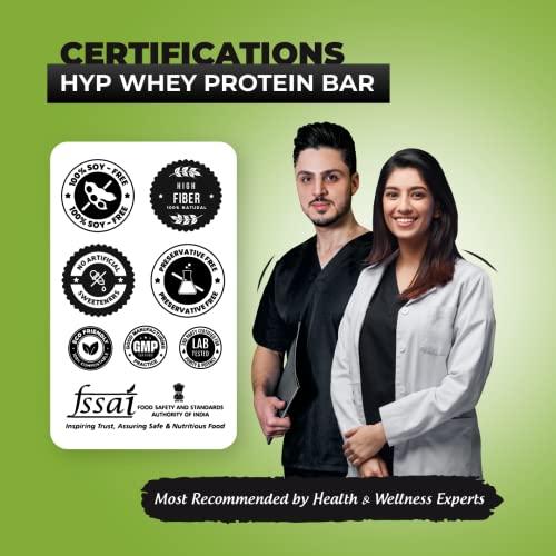 HYP HYP - Meal Replacement Whey Protein Bar Variety Pack (6x60g) | 20g Per Bar | 2 Almond Fudge + 2 Peanut Butter + 2 Cookies and Cream | Includes Whey Protein | Gluten Free Protein Bars | Protein Snacks