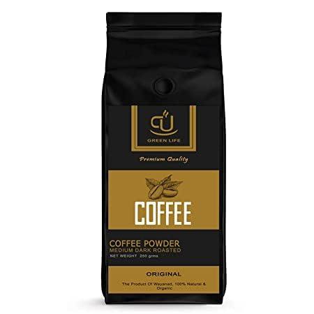 Green Green Life Robusta Coffee Powder 250 Gm No Chicory | Freshly Roasted and Ground| Medium Dark Roast
