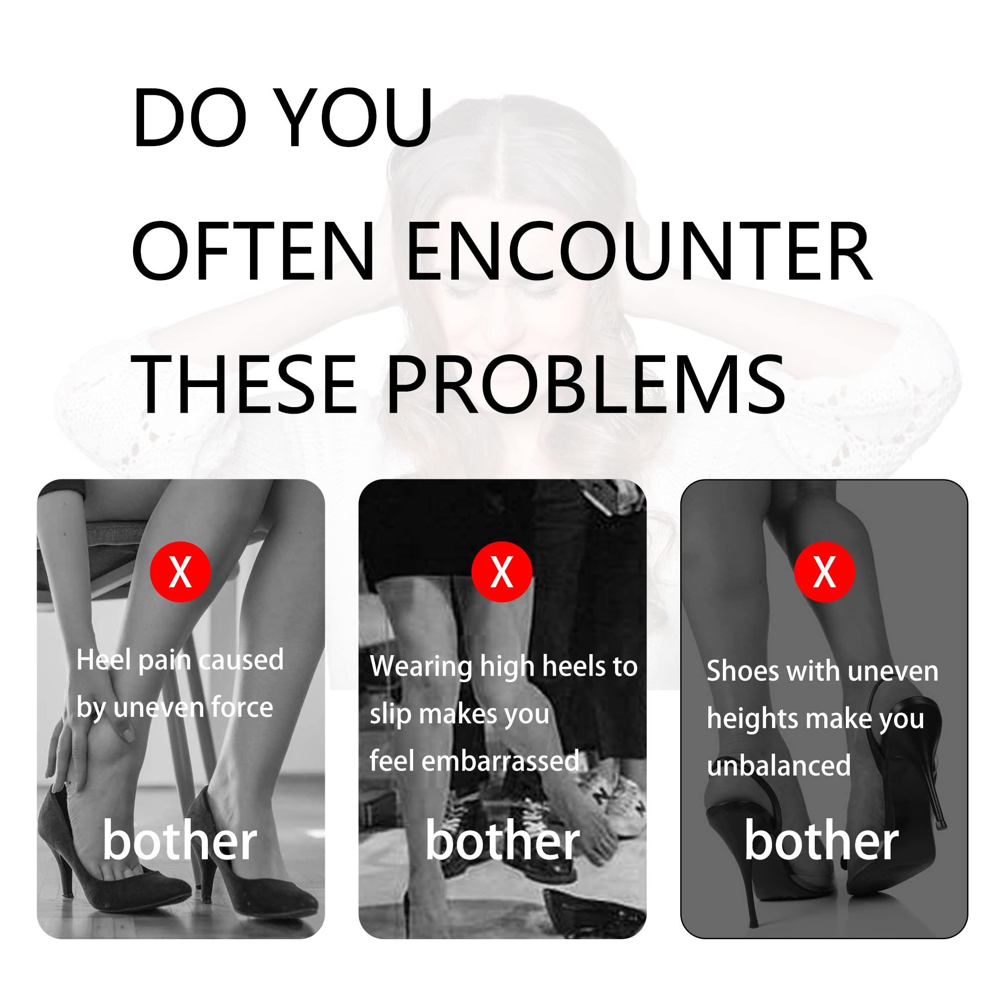 SooGree SooGree High Heel Protectors- Heel Stoppers Heel Repair Caps Covers for Walking on Grass and Uneven Road Heel Cover Cups Perfect for Wedding Outdoor Events (U Type-Black-8 Pairs)