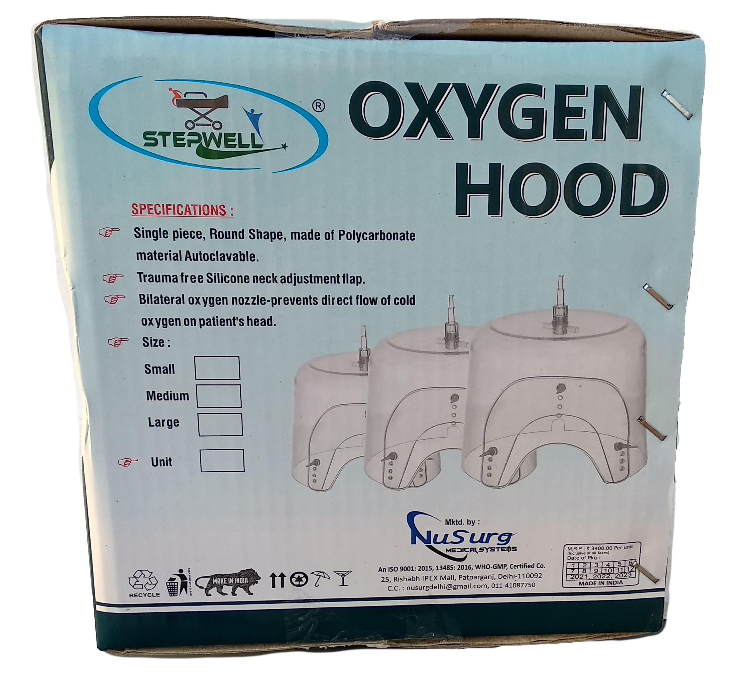 STEPWELL STEPWELL Oxygen Hood (Medium) for Newborn baby, Pediatric, NICU with Clear View for, Clinics, hospitals & Nursing Homes