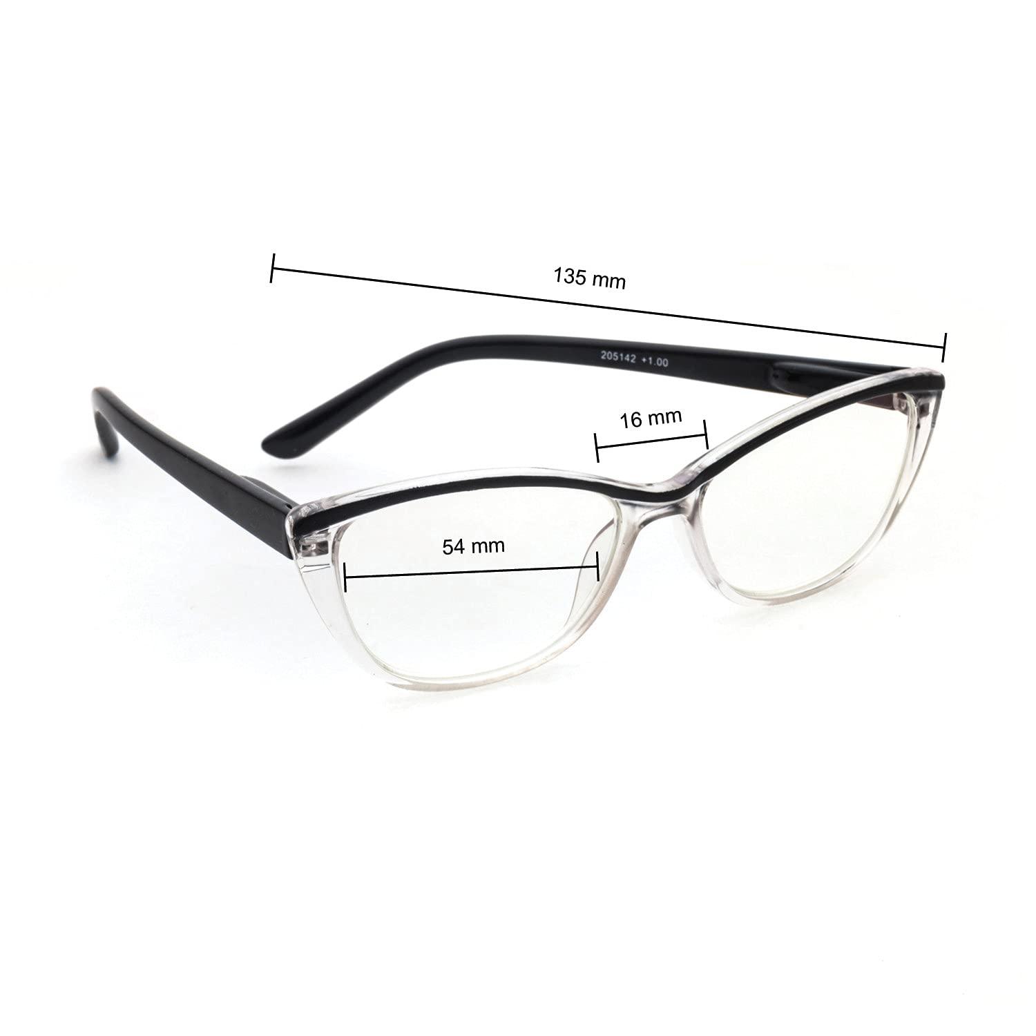 TIZIANO TIZIANO New Age Reading Glasses with Spring Hinge (Model: 205142 Transparent Crystal with Black Sides +1.25 with Cat Eye shape)