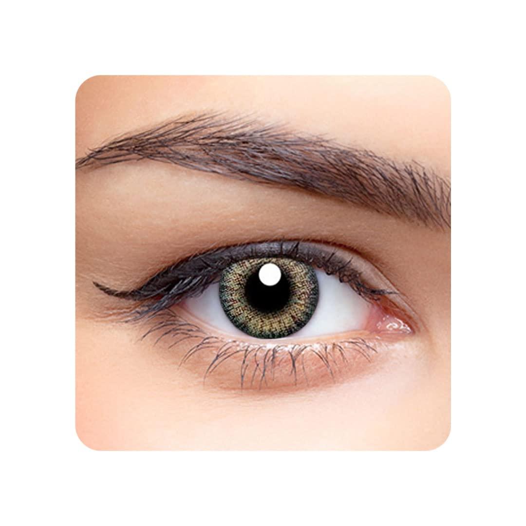 Generic Aryan Super Premium Monthly Disposable Color Contact lens most safest enthralling cosmetic lens for Men and Women 2 Pcs - Jade Green (-0.00 Plano)