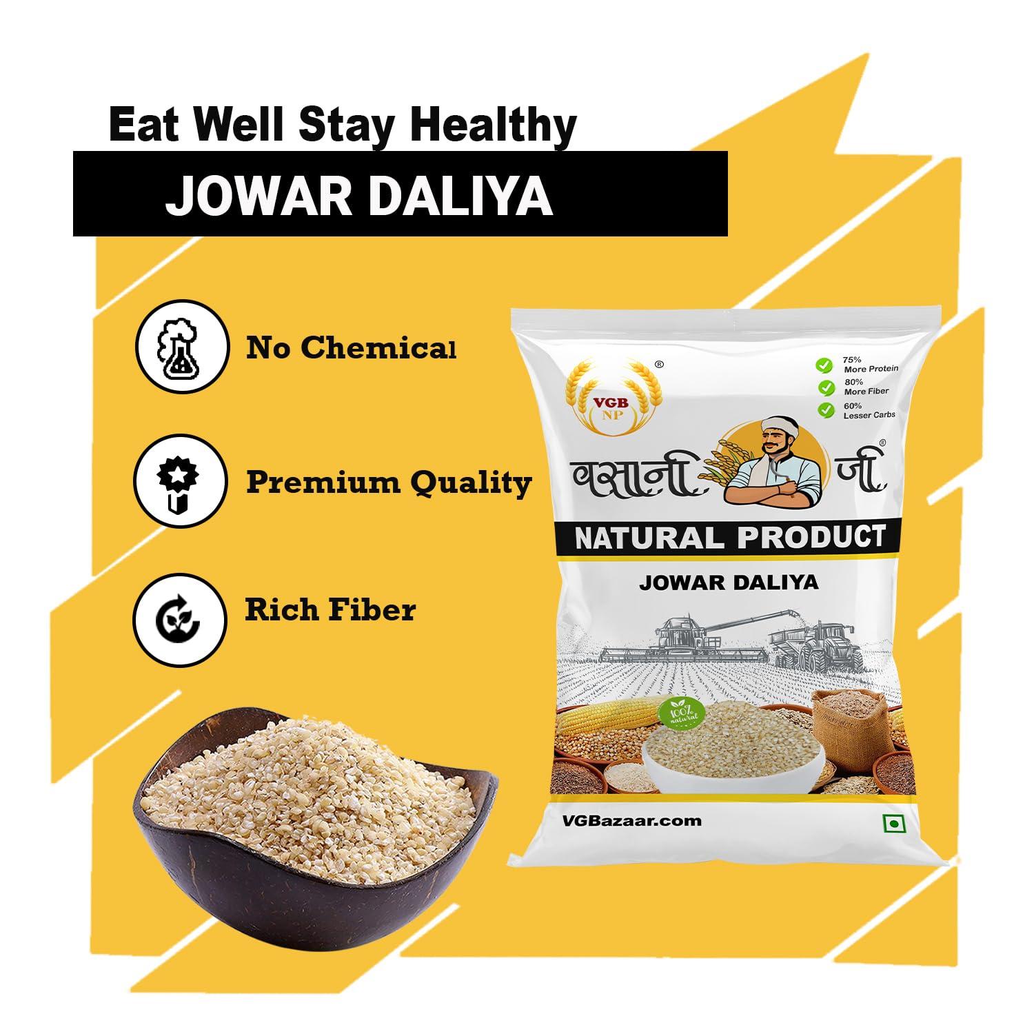 VGBNP VGBNP 100% Natural & Original Jowar Daliya (Jonna Ka Daliya) Sorghum Dalia,Cholam Seeds Dalia (Jonnalu |Joar Dalia |Jowari) Grains Fibre Rich/Immunity Builder Jowar Dalia, 500 Gm