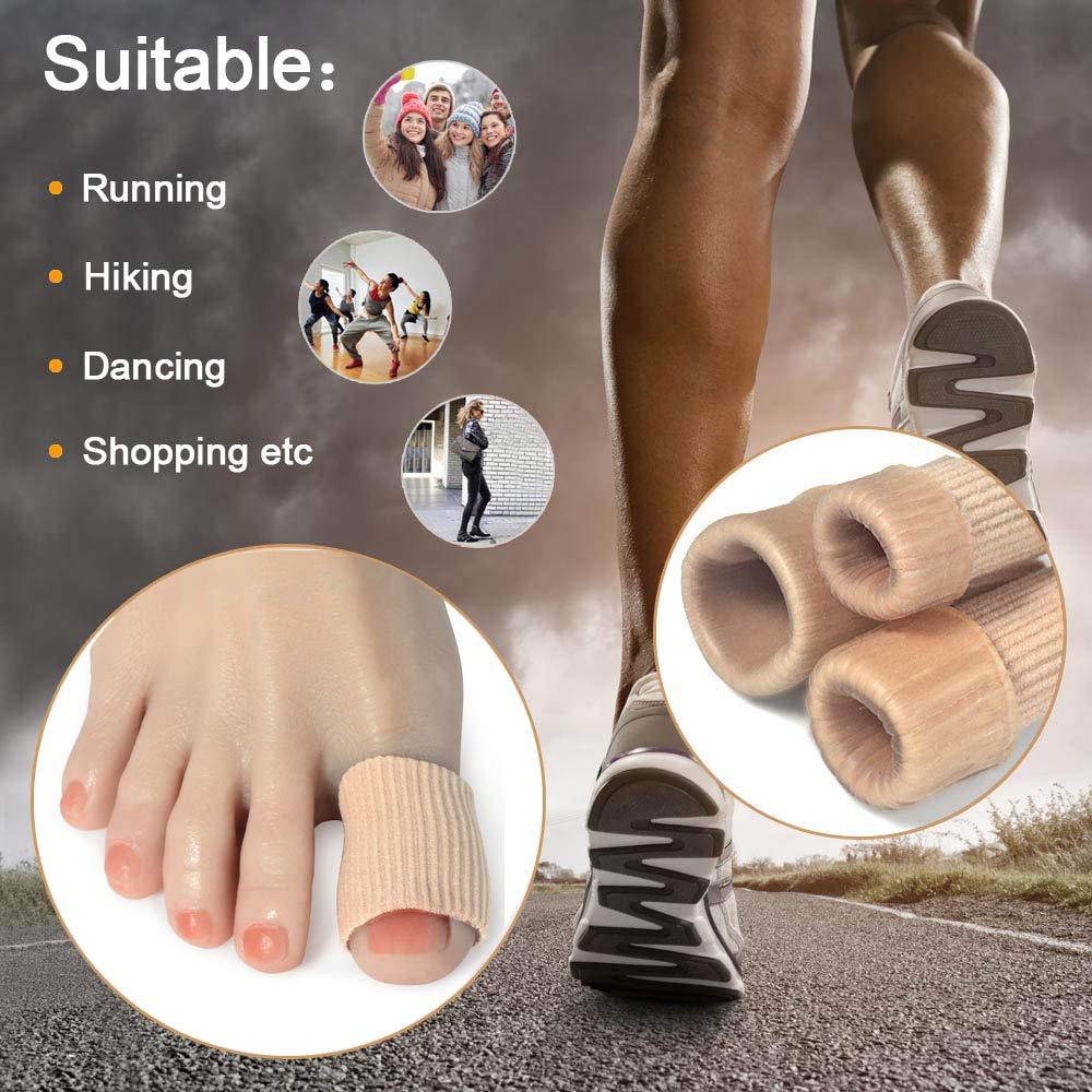 DYKOOK Cuttable Toe Tubes Sleeves 5 Pack, Made of Elastic Fabric Lined with Silicone Gel. Toe Sleeve Protectors Relief Toe Pressure Pain, Corn and Calluses Remover