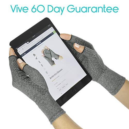 Vive Arthritis Gloves With Grips by Vive - Textured Open Finger Compression Hand Gloves for Rheumatoid and Osteoarthritis - Joint Pain Relief for Men & Women (Large)