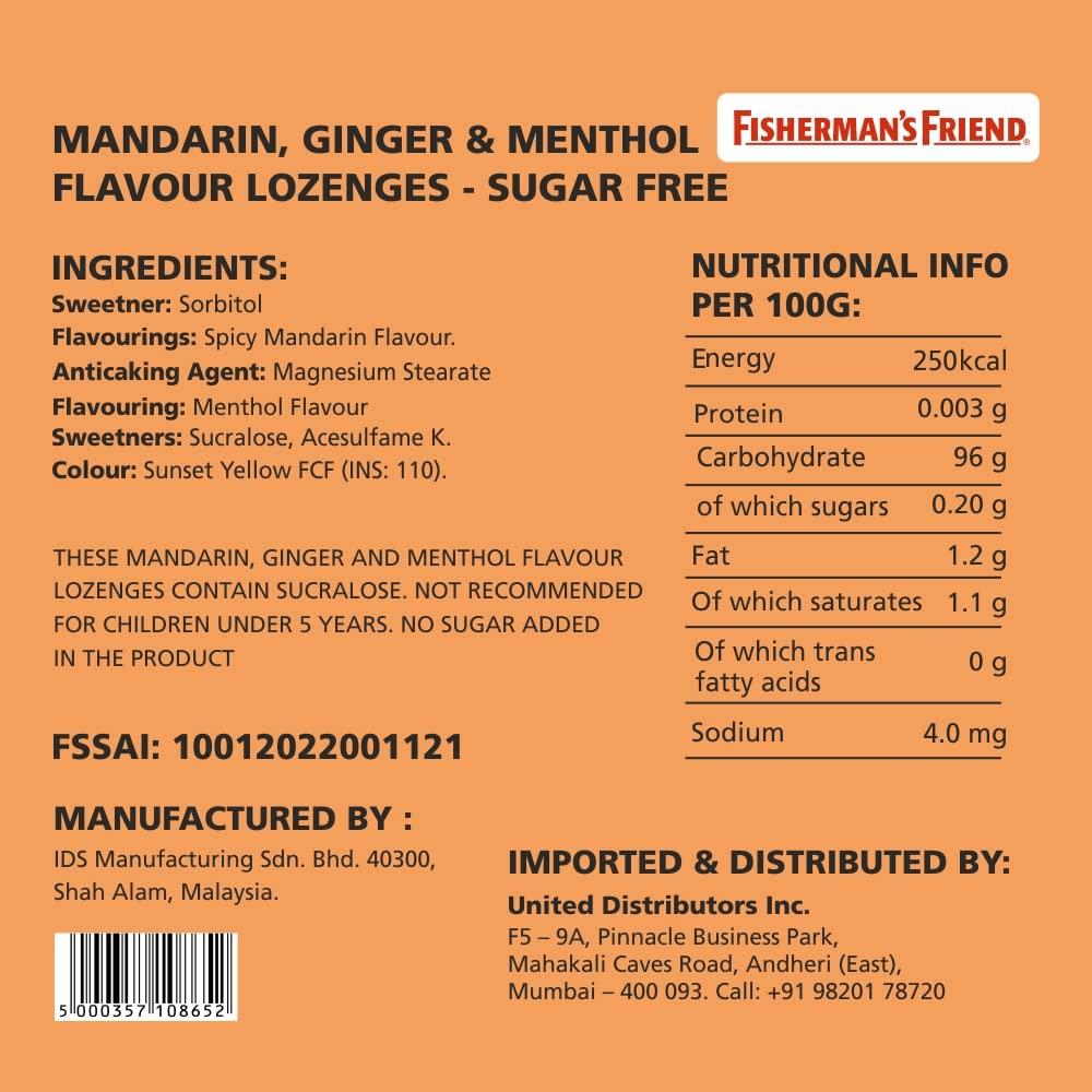 Fisherman's Friend Fisherman\'s Friend Mouth Freshener - Mandarin & Ginger- Refreshing and Soothing Lozenges 25g (Pack of 3)