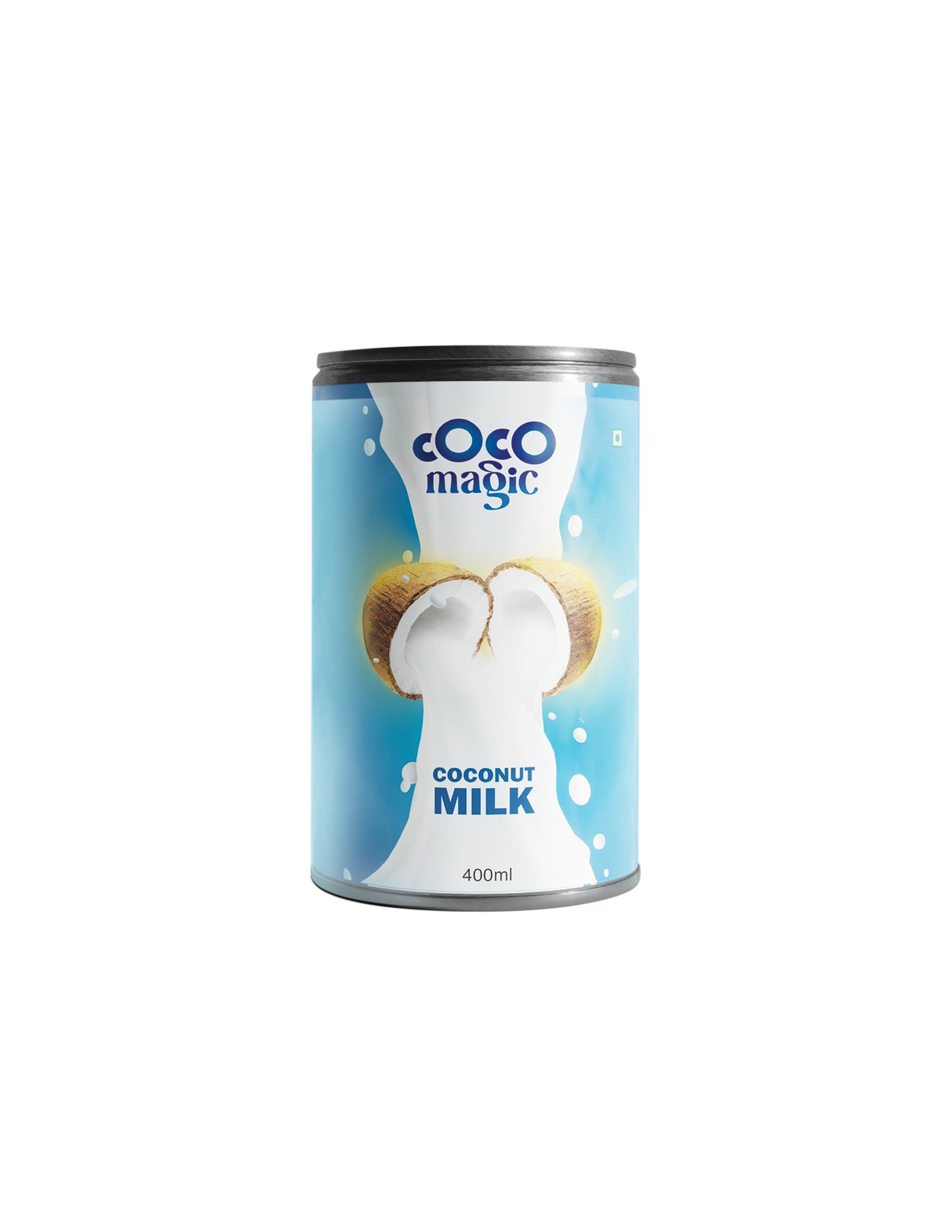 COCOMAGIC Cocomagic 100% Pure Coconut Milk, 400Ml Pack of 2 (400ml X 2) - Natural un Sweetnened Coconut Milk for Cooking | [12% Fat ]